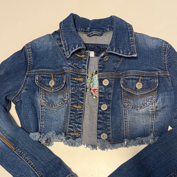 Ynq Women's Blue Denim Jean Jacket size S , for Women’s , with butterfly - Picture 3 of 13